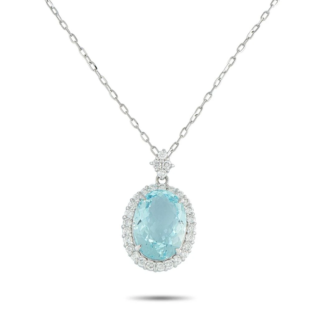 商品[二手商品] LB Exclusive|Platinum 0.97ct Diamond and Aquamarine Pendant Necklace MF08-101025,价格¥20259,第1张图片