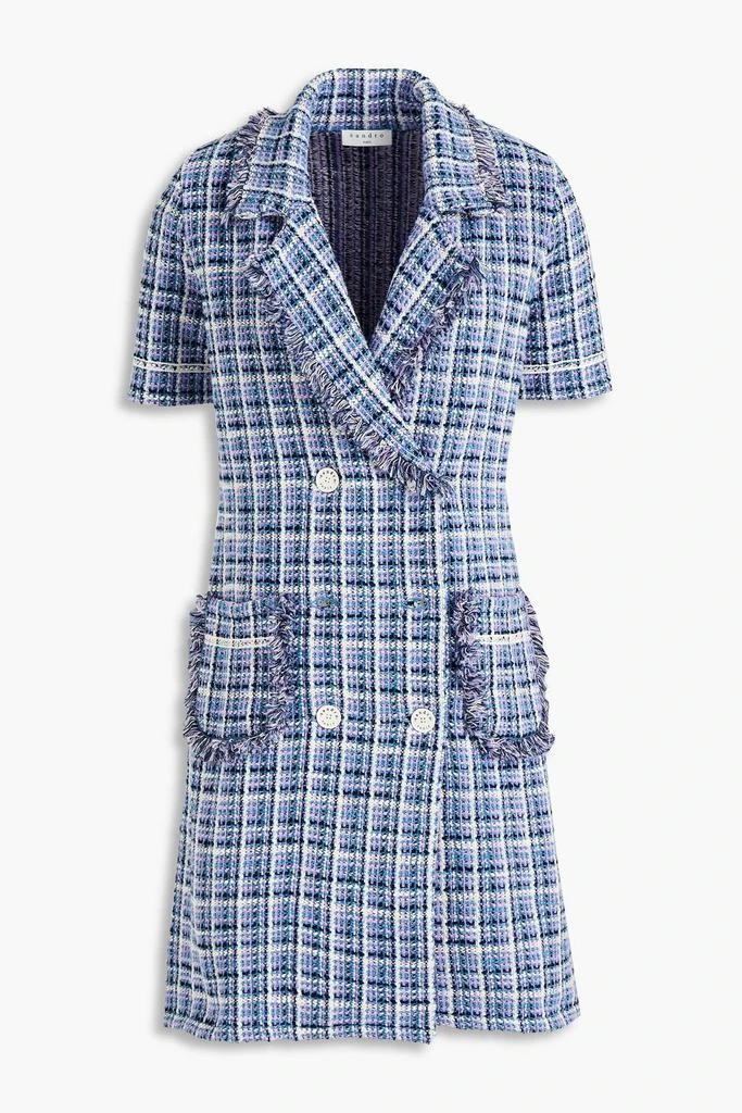 商品Sandro|Ludivine double-breasted checked cotton-blend bouclé-tweed mini dress,价格¥1009,第1张图片