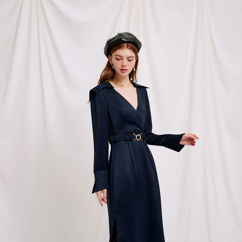 Raegan藏青立体褶皱连衣裙 | Raegan Dress - Navy 商品