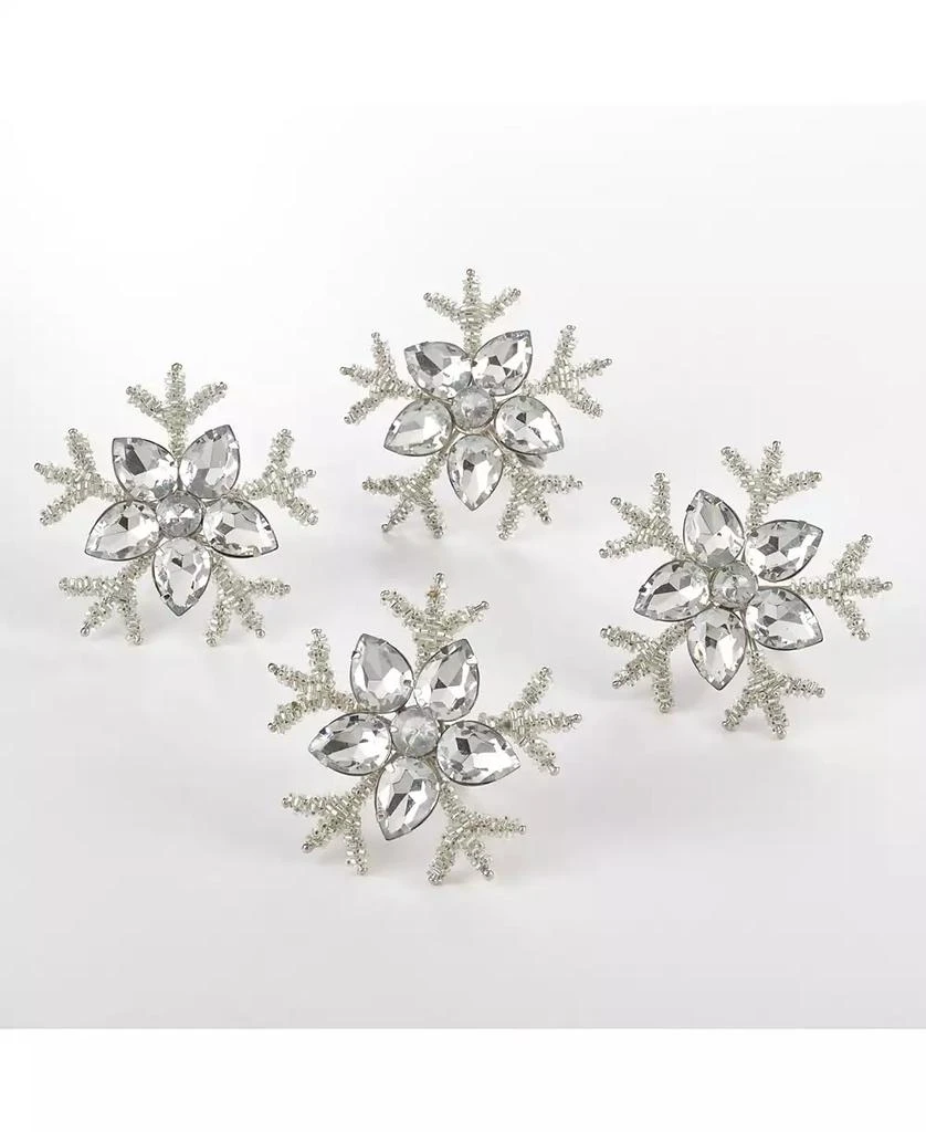 商品Saro Lifestyle|Napkin Ring Collection Snowflake Design Napkin Ring, Set of 4,价格¥268,第4张图片详细描述