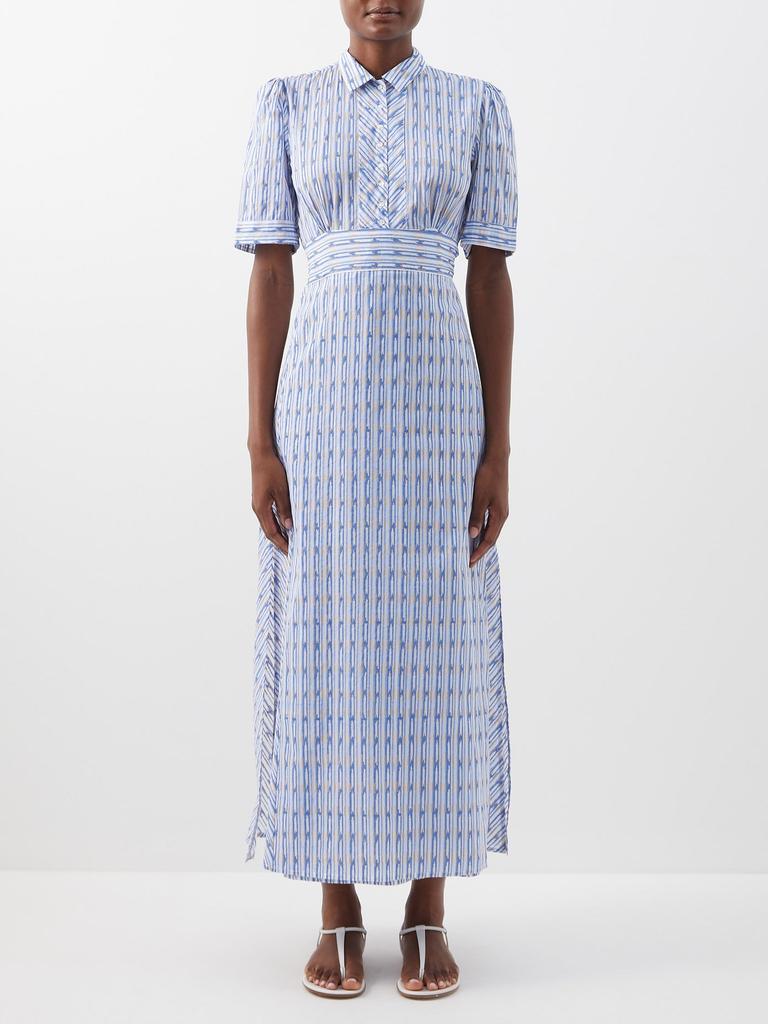 商品Thierry Colson|Betty geometric-print cotton-lawn maxi dress,价格¥3126,第1张图片