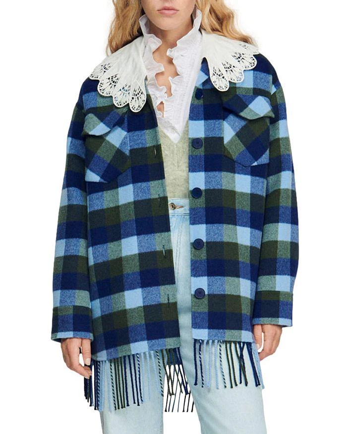 商品Sandro|Claira Plaid Shirt Jacket,价格¥2600,第1张图片