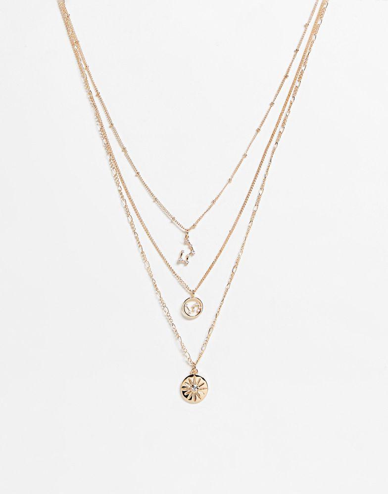Reclaimed Vintage inspired constellation star multirow necklace商品第1张图片规格展示