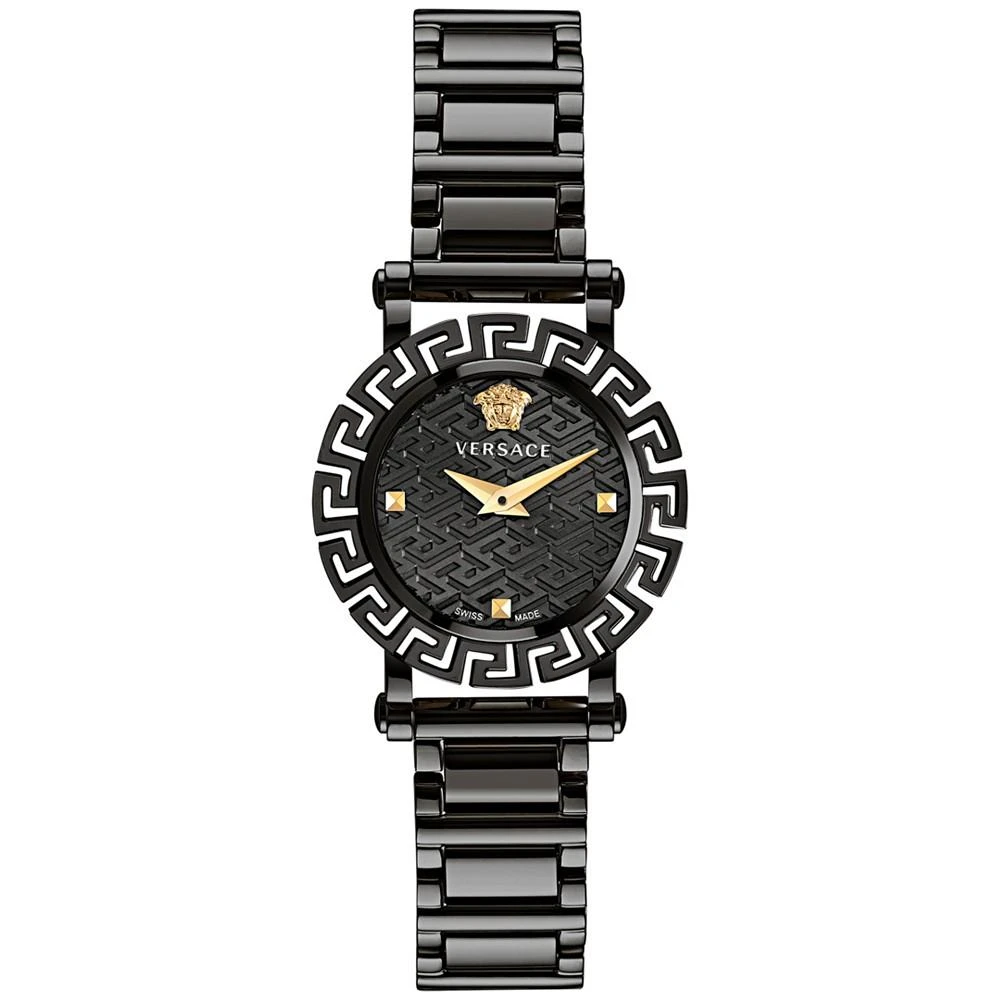 商品Versace|Women's Swiss Greca Glam Black Ion Plated Stainless Steel Bracelet Watch 30mm,价格¥9989,第1张图片
