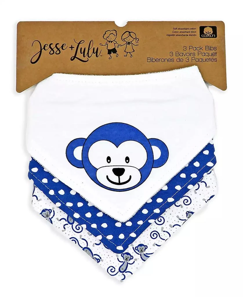 商品Jesse & Lulu|Baby Boys and Girls Monkey Bandana Bibs, 3 Piece Set,价格¥112,第2张图片详细描述