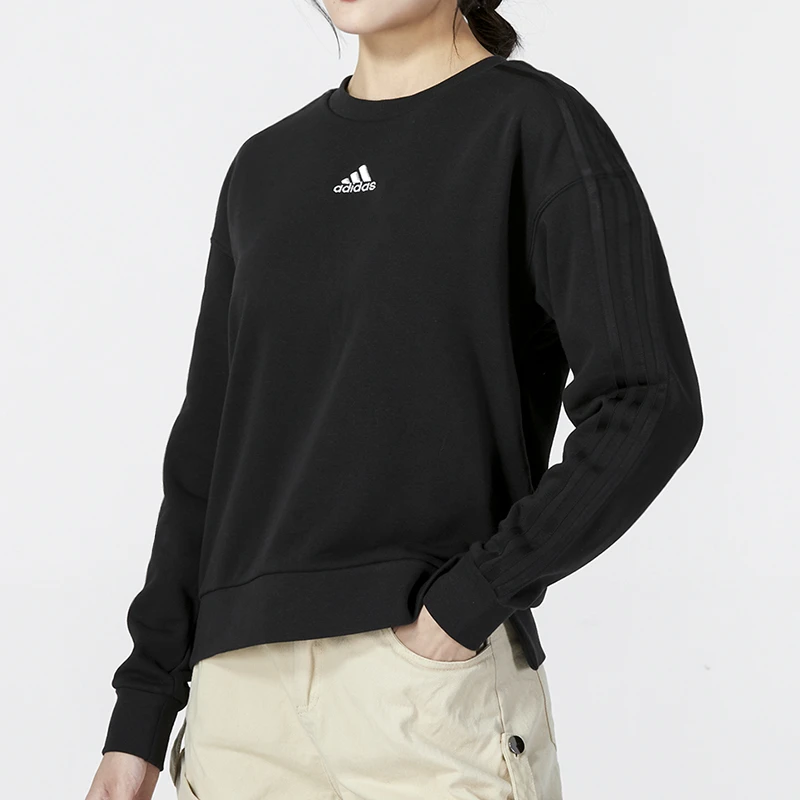 商品[国内直发] Adidas|[预售3天]adidas Logo刺绣圆领套头卫衣束脚休闲裤套装 女款 黑色,价格¥470,第4张图片详细描述