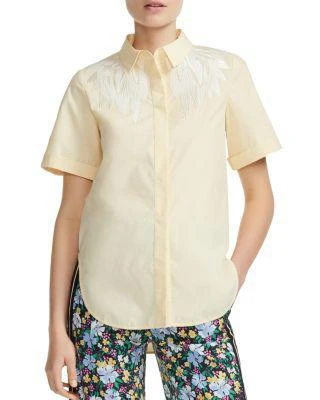 商品Maje|Civers Embroidered Short-Sleeve Button-Down Shirt,价格¥668,第1张图片