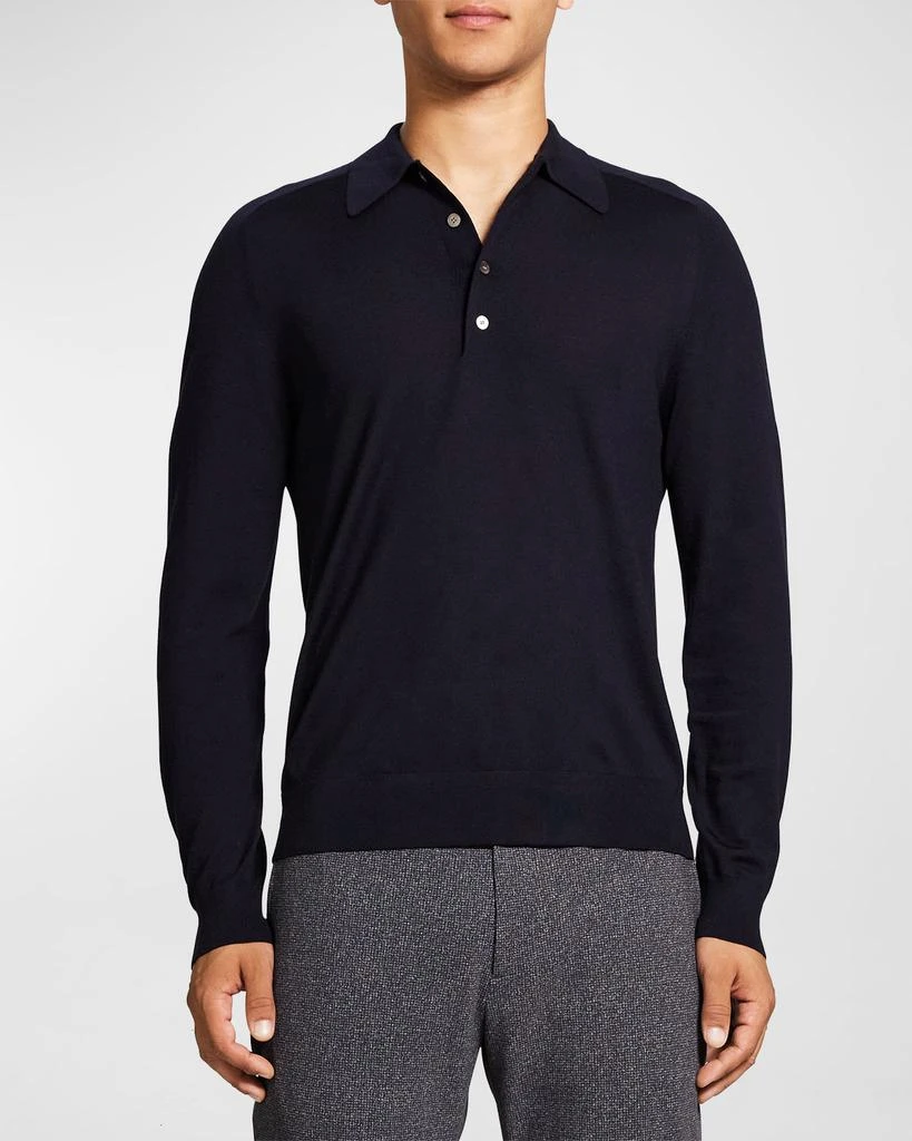 商品Theory|Men's Regal Wool Long-Sleeve Polo Shirt,价格¥1212,第1张图片