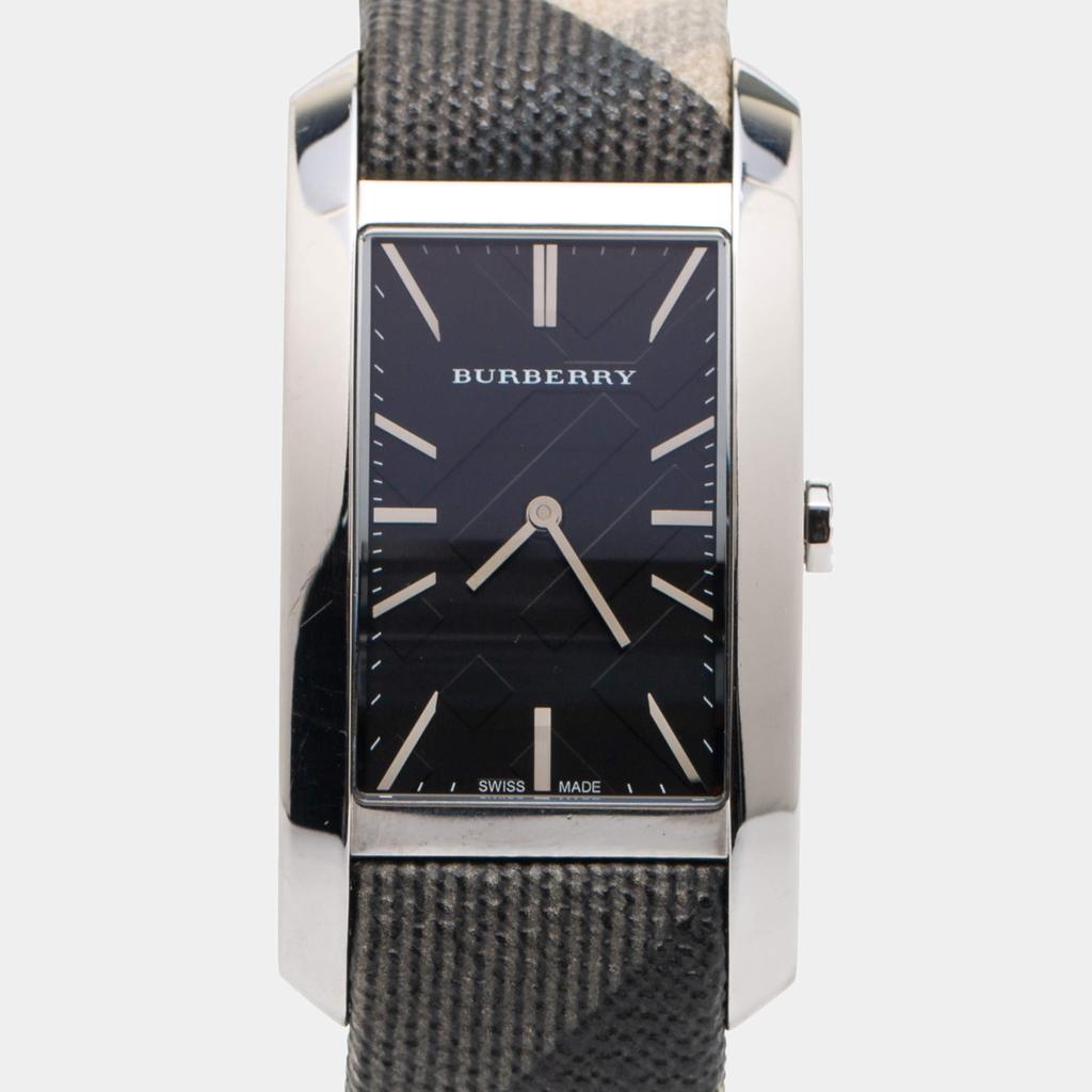 Burberry Black Stainless Steel Leather Nova Check BU9405 Women's Wristwatch 25 mm商品第2张图片规格展示