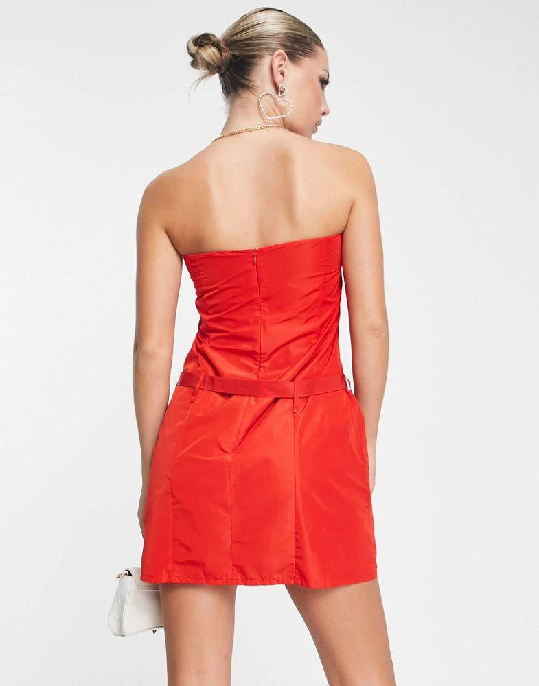 商品AsYou|ASYOU bandeau nylon buckle detail mini dress in red,价格¥151,第2张图片详细描述