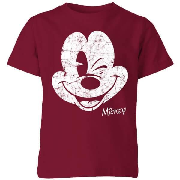 Disney Mickey Mouse Worn Face Kids' T-Shirt - Burgundy商品第1张图片规格展示
