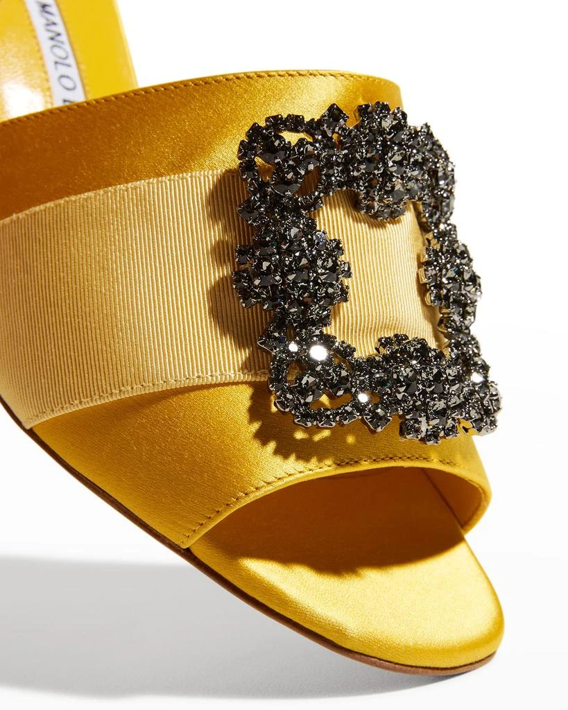 商品Manolo Blahnik|Martanew 50mm Satin Slide Sandals with Crystal Buckle,价格¥8447,第4张图片详细描述