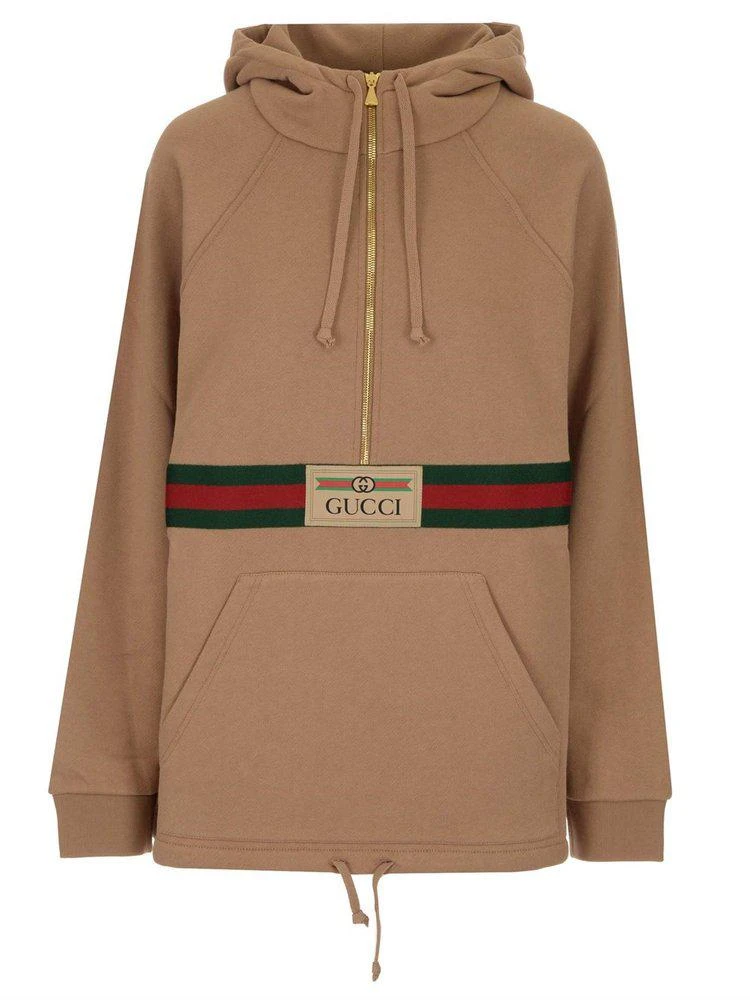 商品Gucci|Gucci Logo Patch Web Stripe Hoodie,价格¥6118,第1张图片