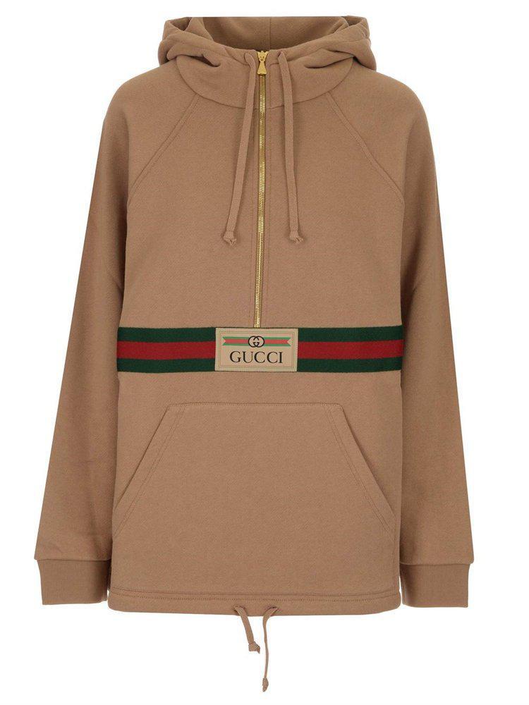 商品Gucci|Gucci Logo Patch Web Stripe Hoodie,价格¥6025,第1张图片
