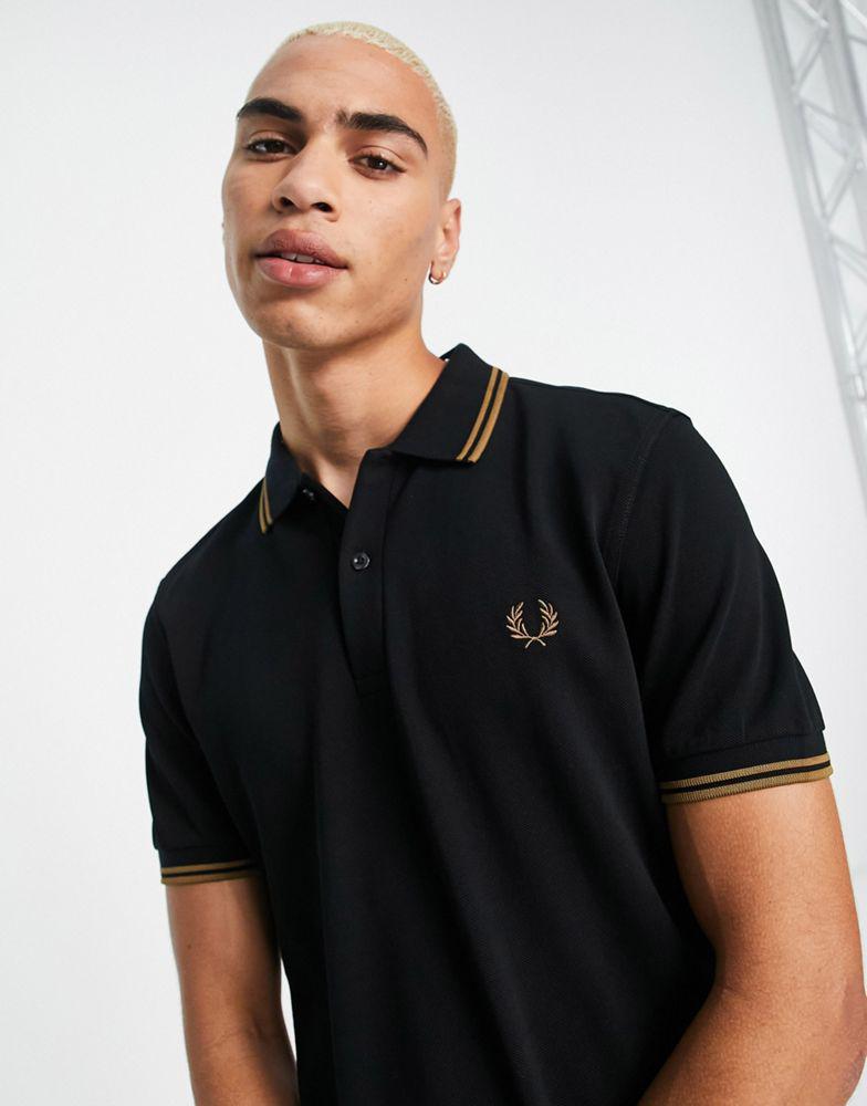 Fred Perry twin tipped polo shirt in black商品第3张图片规格展示