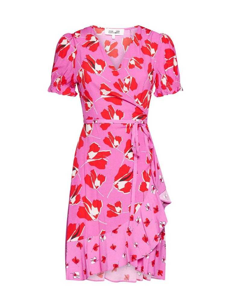 商品Diane von Furstenberg|Diane von Furstenberg Floral Printed V-Neck Dress,价格¥2266,第1张图片