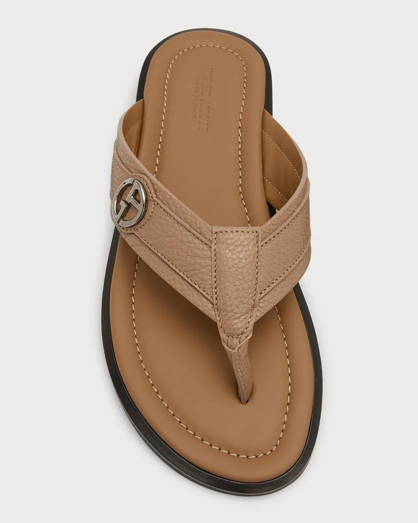 商品Giorgio Armani|Men's Leather Logo Flip Flop Sandals,价格¥4554,第5张图片详细描述