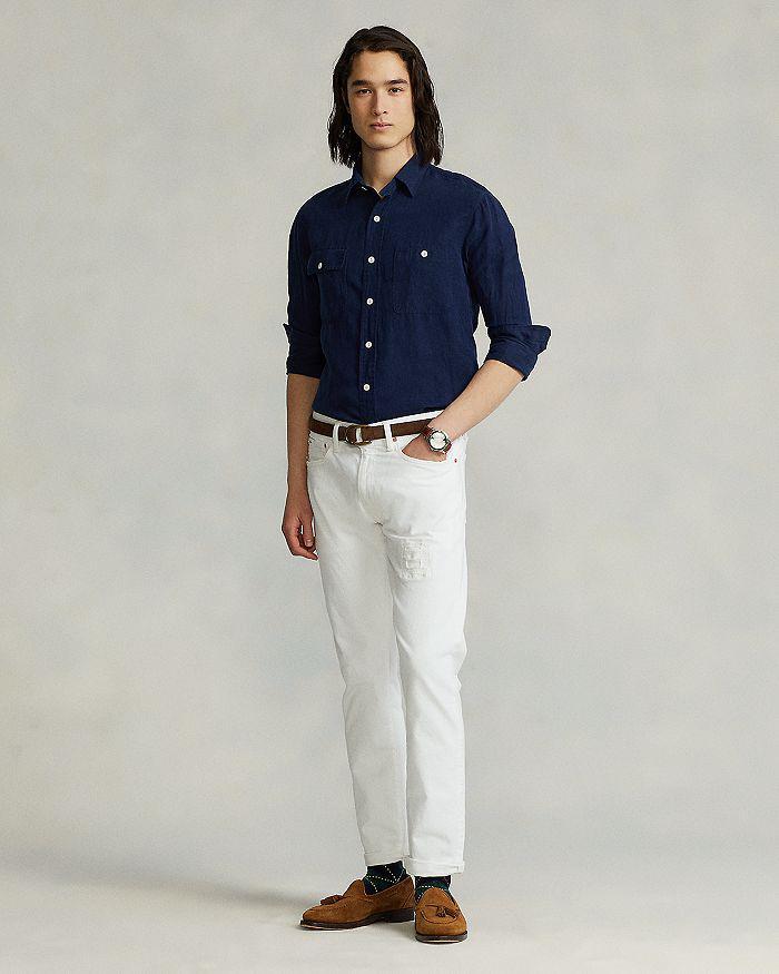 商品Ralph Lauren|Linen & Silk Solid Custom Fit Button Down Utility Shirt,价格¥527,第4张图片详细描述