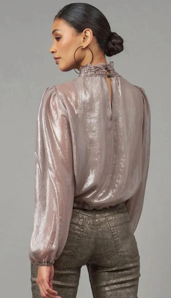 商品Lola & Sophie|Foiled Chiffon Smocked Turtleneck - T1837 in Taupe,价格¥1044,第3张图片详细描述