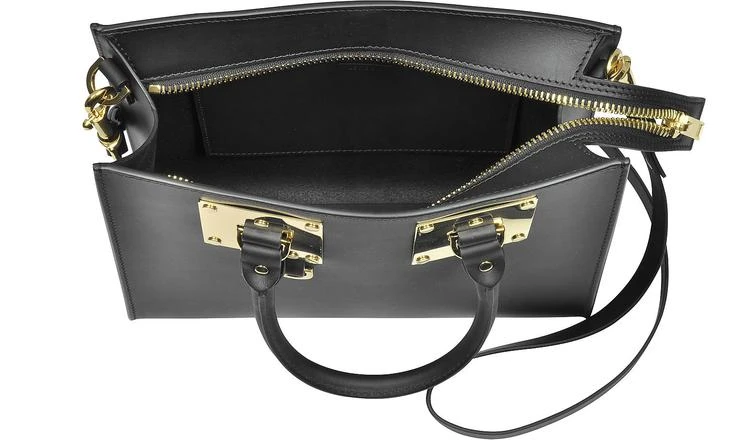 商品Sophie Hulme|黑色Albion马鞍皮革中号手提包,价格¥5672,第4张图片详细描述