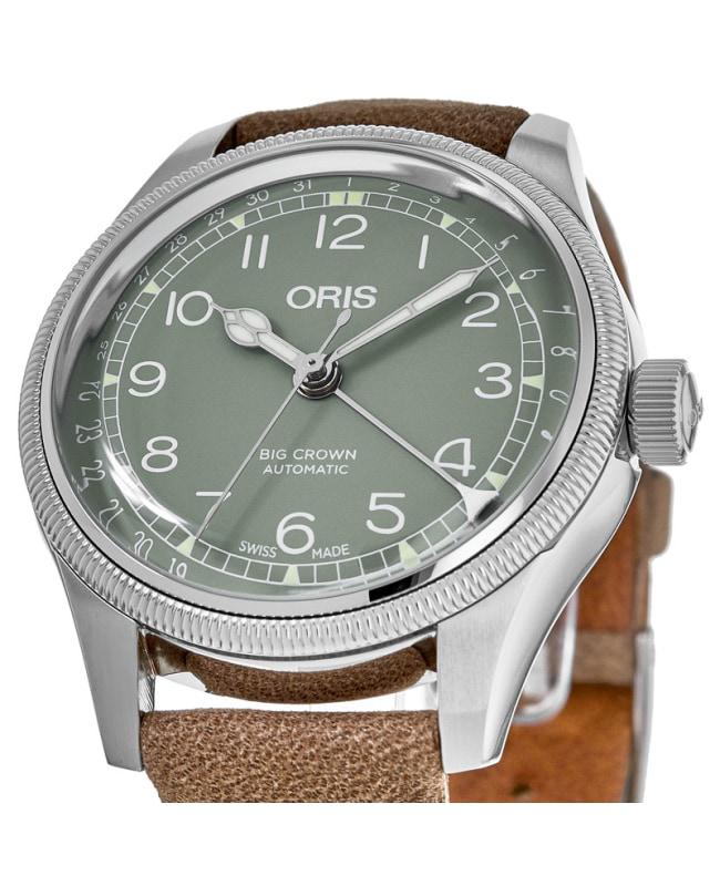 Oris Big Crown Pointer Date Green Dial Brown Leather Strap Women's Watch 01 754 7749 4067-07 5 17 68商品第2张图片规格展示