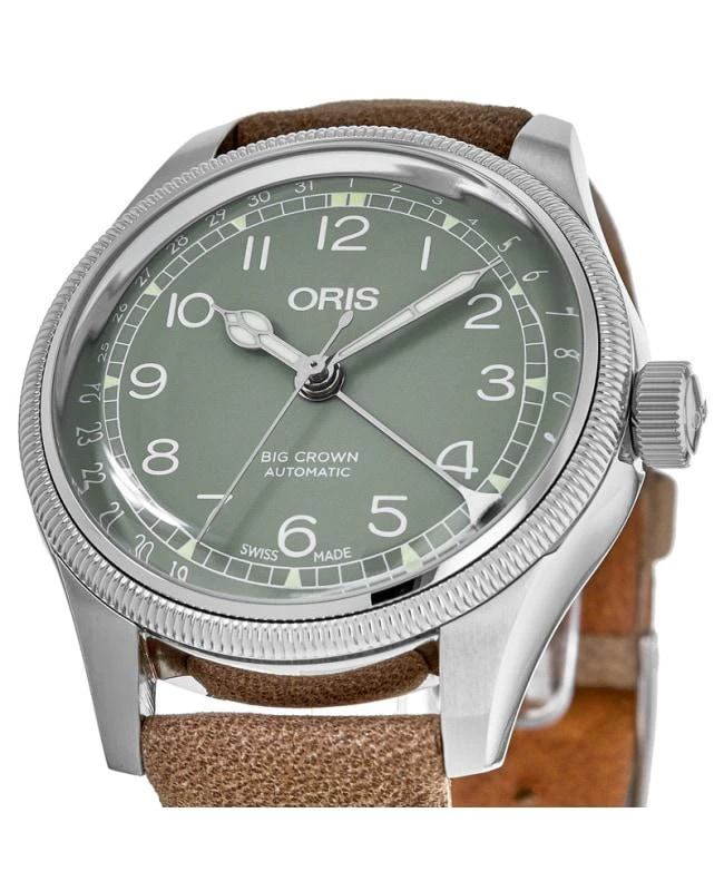 商品Oris|Oris Big Crown Pointer Date Green Dial Brown Leather Strap Women's Watch 01 754 7749 4067-07 5 17 68,价格¥10126,第2张图片详细描述