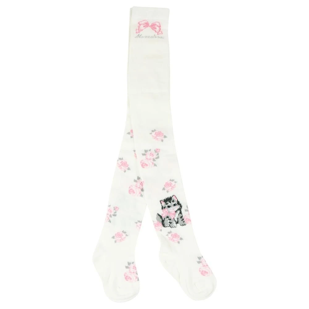 商品MONNALISA|Ivory Floral Kitten Tights,价格¥132,第3张图片详细描述