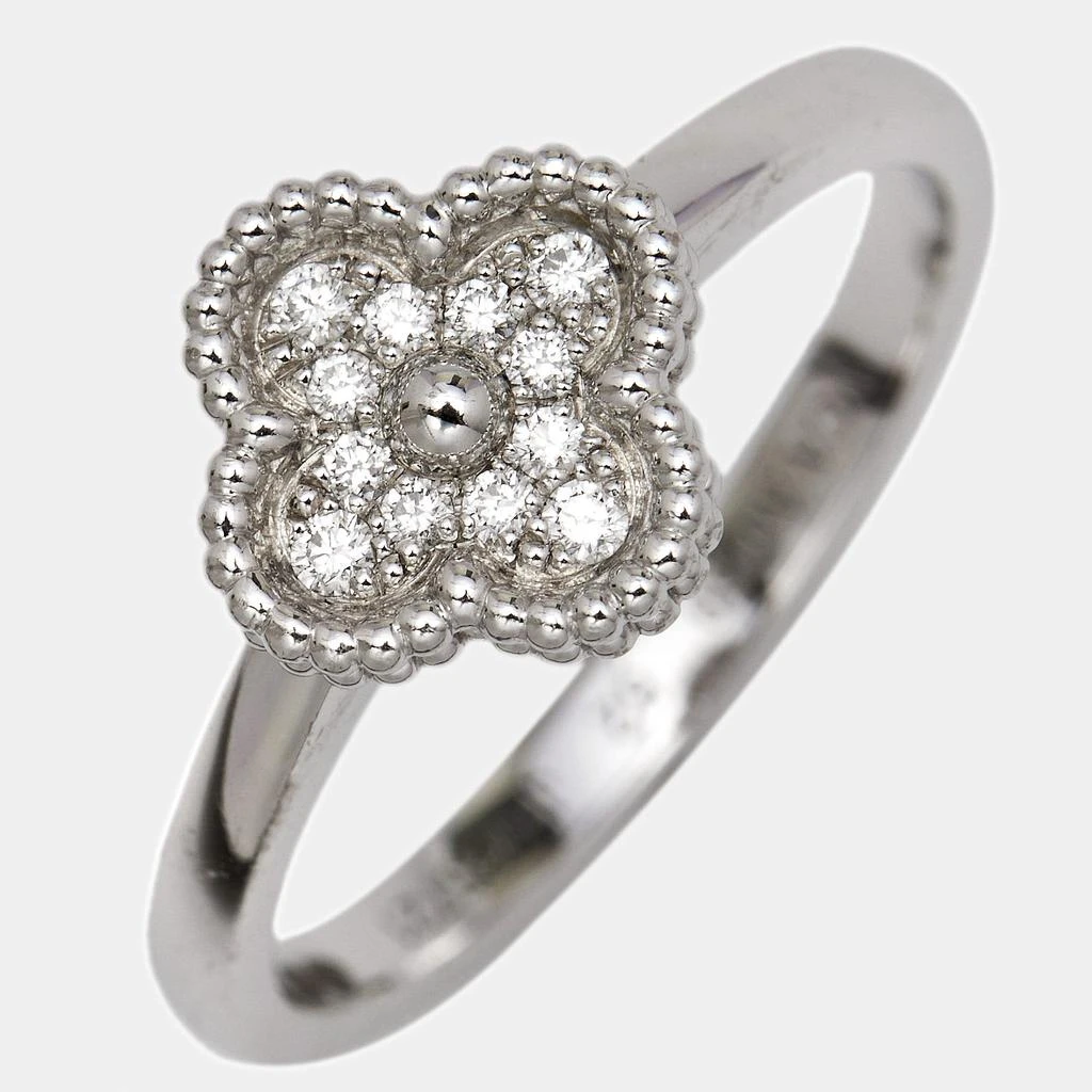 商品[二手商品] Van Cleef & Arpels|Van Cleef & Arpels Sweet Alhambra Diamond 18K White Gold Ring Size 52,价格¥19725,第3张图片详细描述