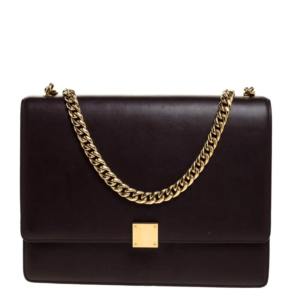 商品[二手商品] Celine|Celine Dark Burgundy Leather Large Case Chain Flap Shoulder Bag,价格¥1547,第1张图片