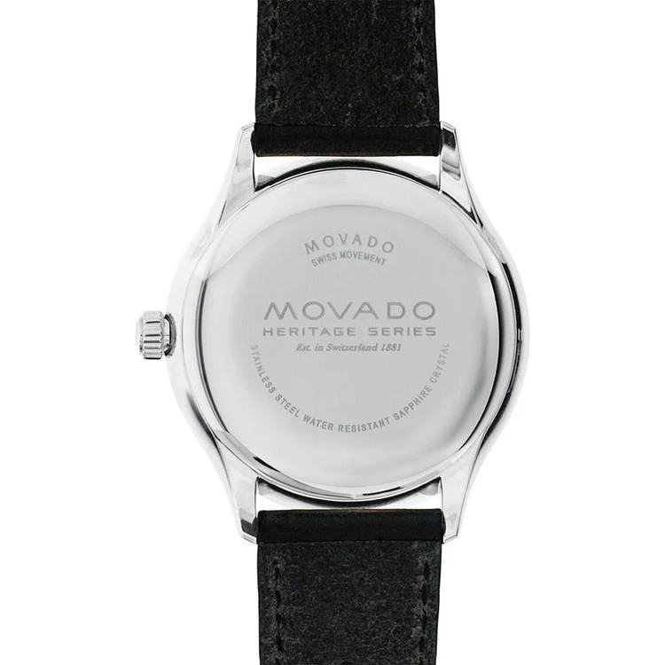商品Movado|Men's Swiss Heritage Series Calendoplan Black Leather Strap Watch 40mm 3650002,价格¥2995,第3张图片详细描述