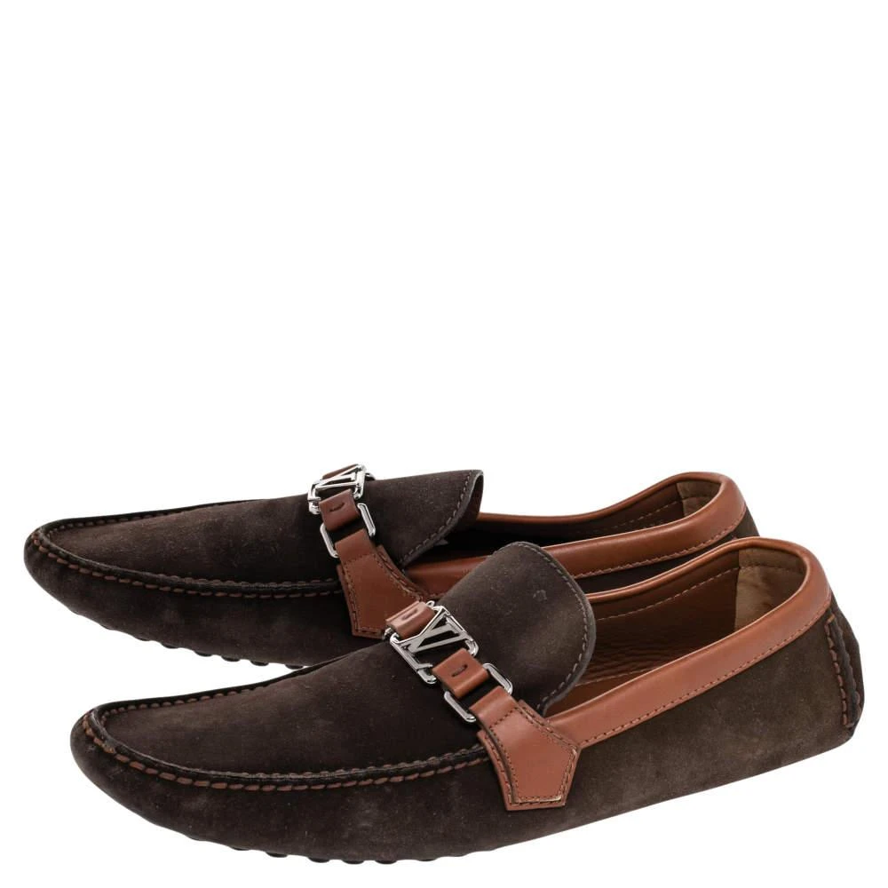 商品[二手商品] Louis Vuitton|Louis Vuitton Brown Suede And Leather Hockenhein Slip On Loafers Size 45,价格¥4006,第4张图片详细描述