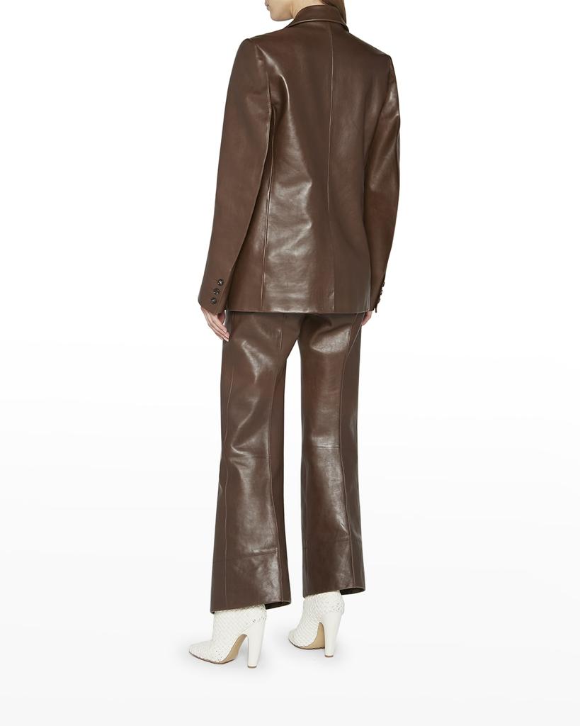 Double-Breasted Polished Leather Blazer Jacket商品第3张图片规格展示