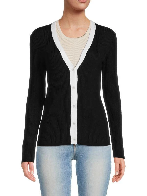 商品Saks Fifth Avenue|V-Neck Ribbed Cardigan,价格¥141,第1张图片