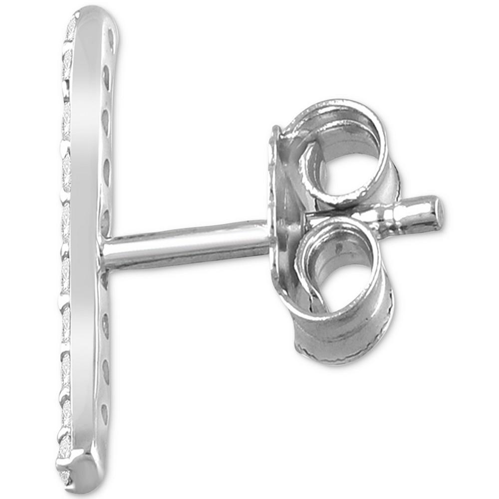 Diamond Curve Single Stud Earring (1/20 ct. t.w.) in 14k White Gold商品第3张图片规格展示