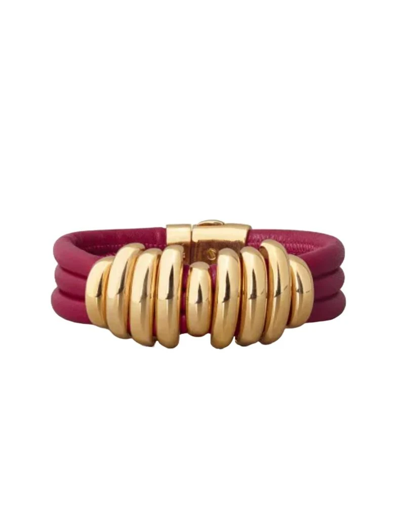 商品Bottega Veneta|Bottega Veneta Gold-Plated Sterling Silver and NAPPA Lambskin Bracelet,价格¥3200,第1张图片