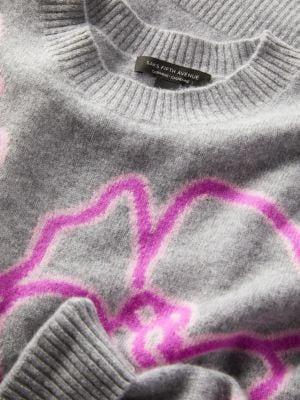 商品Saks Fifth Avenue|Neon Floral Crewneck Cashmere Sweater,价格¥787,第3张图片详细描述