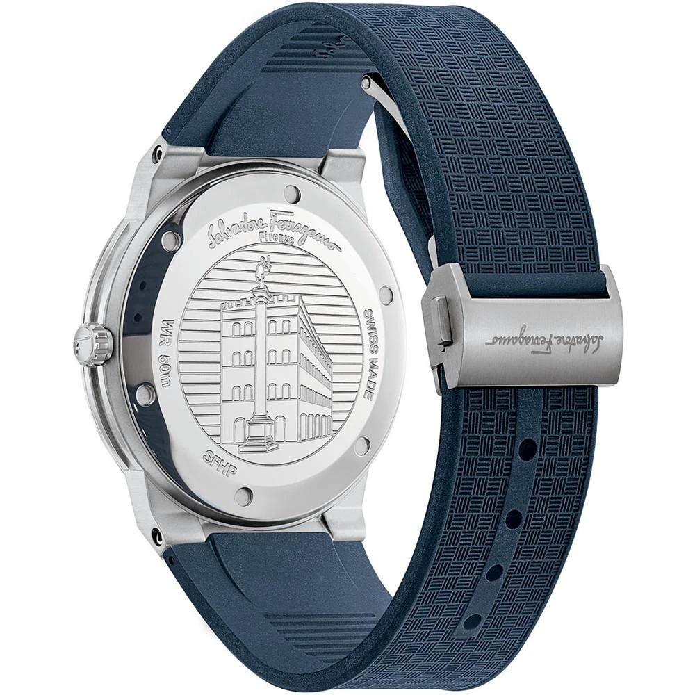 商品Salvatore Ferragamo|Ferragamo Men's Swiss Sapphire Blue Caoutchouc Rubber Strap Watch 43mm,价格¥8106,第3张图片详细描述