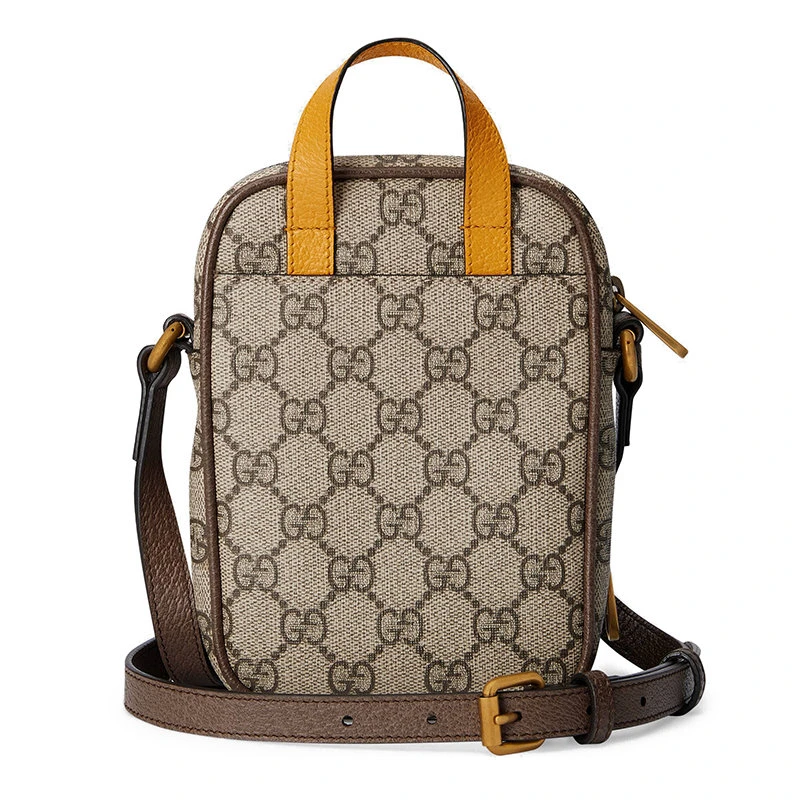 商品Gucci|【预售3-7天】GUCCI/古驰 2021春夏 Neo Vintage系列 米色和乌木色GG Supreme帆布猫科图案徽标复古迷你单肩包斜挎书包658556K9GOT8861,价格¥3991,第5张图片详细描述