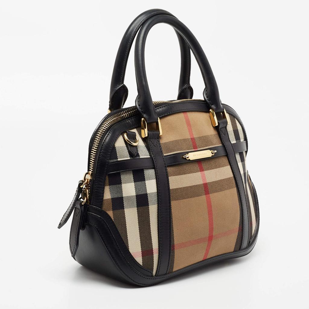 商品[二手商品] Burberry|Burberry Beige/Black House Check Canvas And Leather Orchard Bowling Bag,价格¥6178,第5张图片详细描述