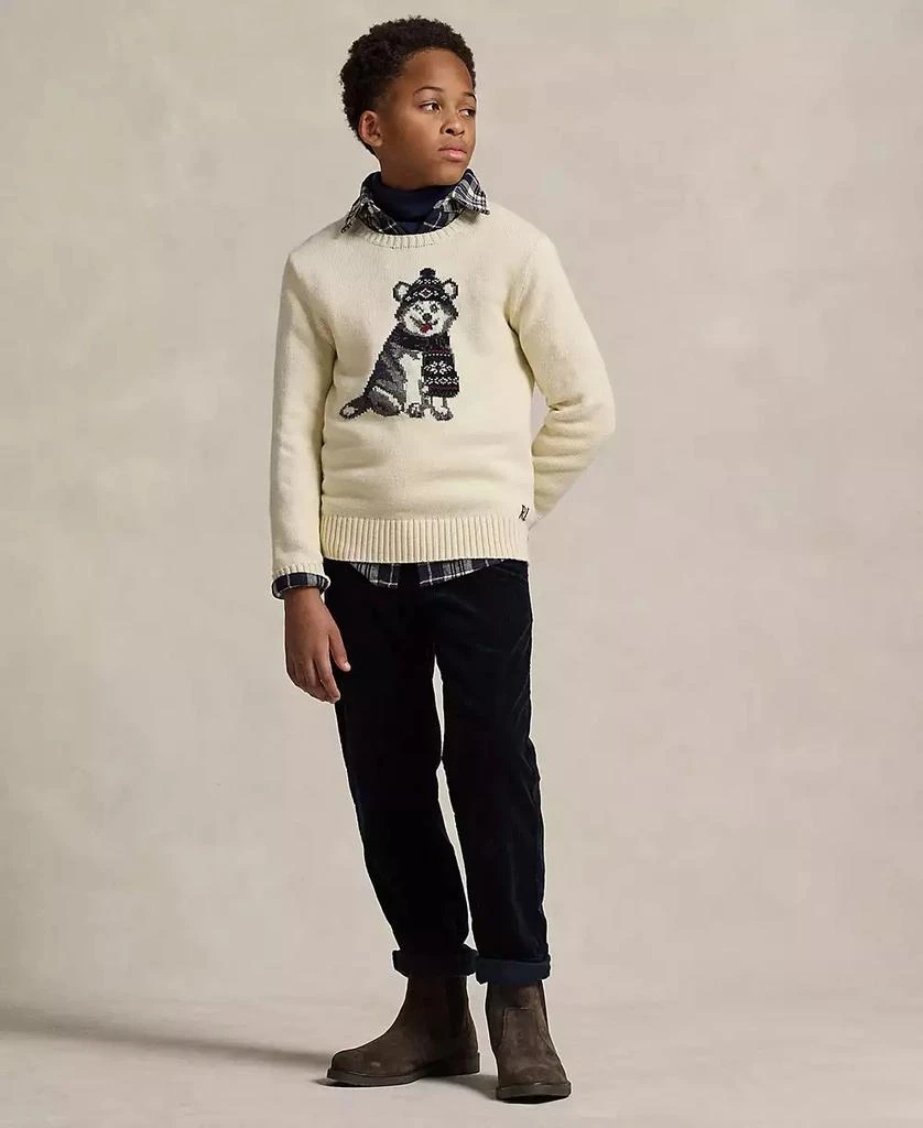 商品Ralph Lauren|Big Boys Dog-Intarsia Crewneck Sweater,价格¥886,第3张图片详细描述