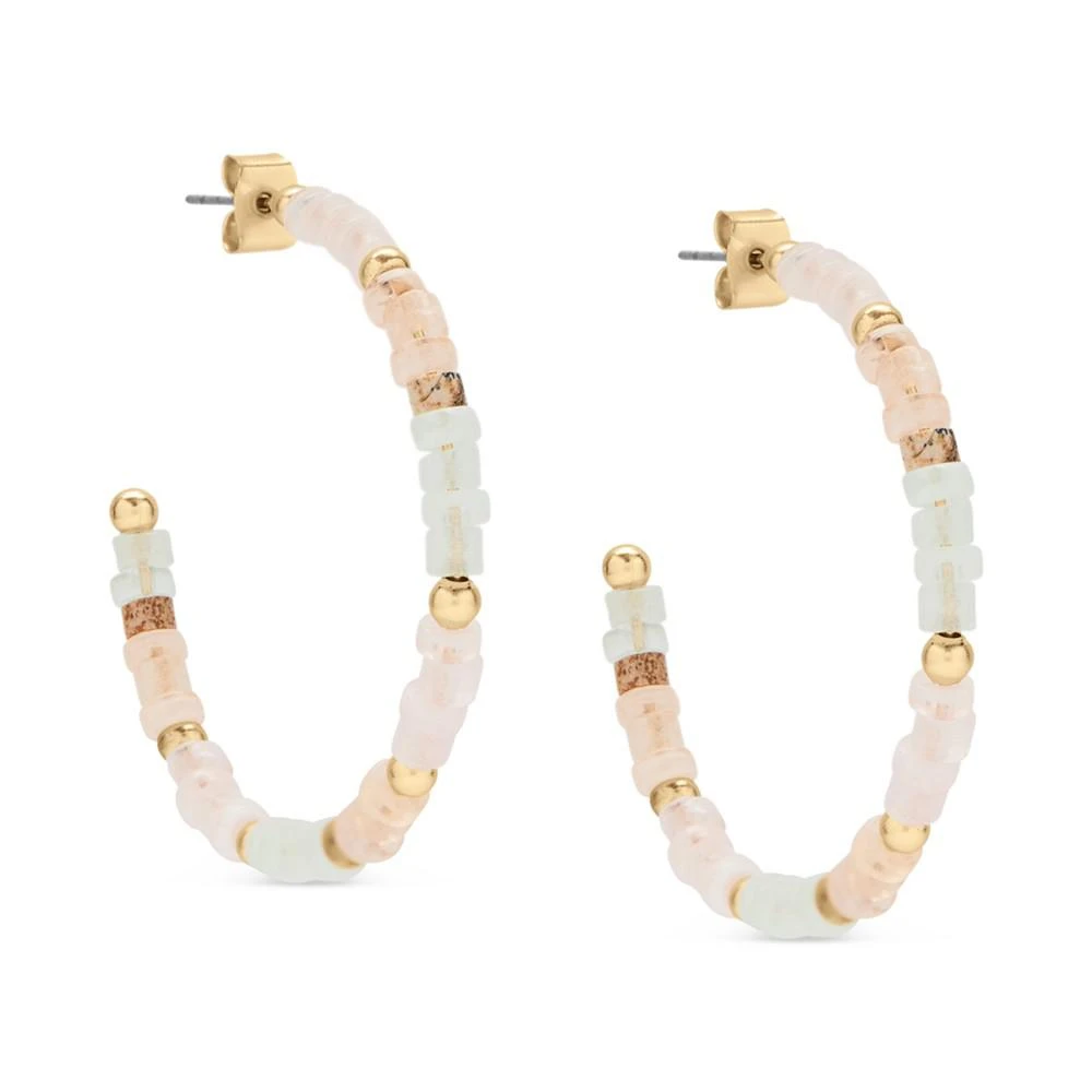 商品Lucky Brand|Gold-Tone Medium Gemstone Beaded Hoop Earrings, 1.38",价格¥204,第4张图片详细描述