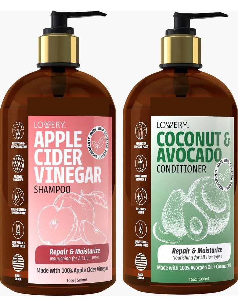 商品Lovery|Apple Cider Vinegar Shampoo and Coconut Avocado Conditioner Set,价格¥572,第1张图片