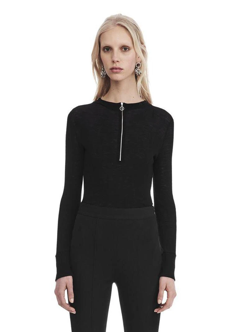 商品Alexander Wang|LONG SLEEVE TOP WITH ZIP HALF PLACKET,价格¥928,第3张图片详细描述