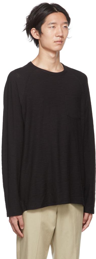 Black Pocket Long Sleeve T-Shirt商品第2张图片规格展示