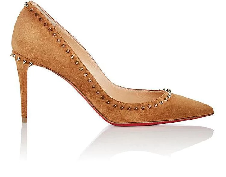 商品Christian Louboutin|麂皮铆钉红底鞋,价格¥6230,第1张图片