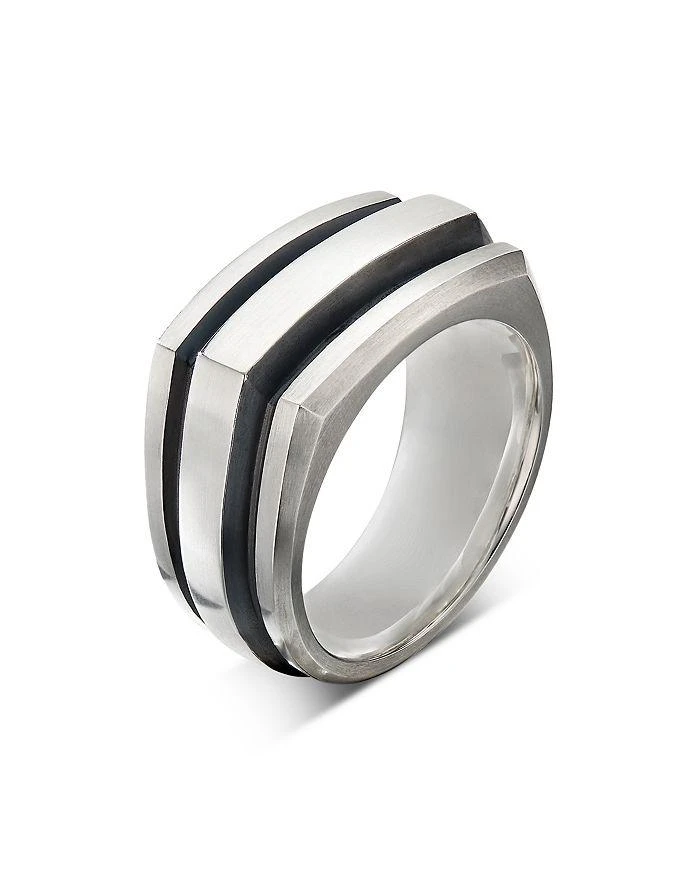 商品David Yurman|Men's Sterling Silver & Black Enamel Deco Cigar Band Ring,价格¥3366,第2张图片详细描述