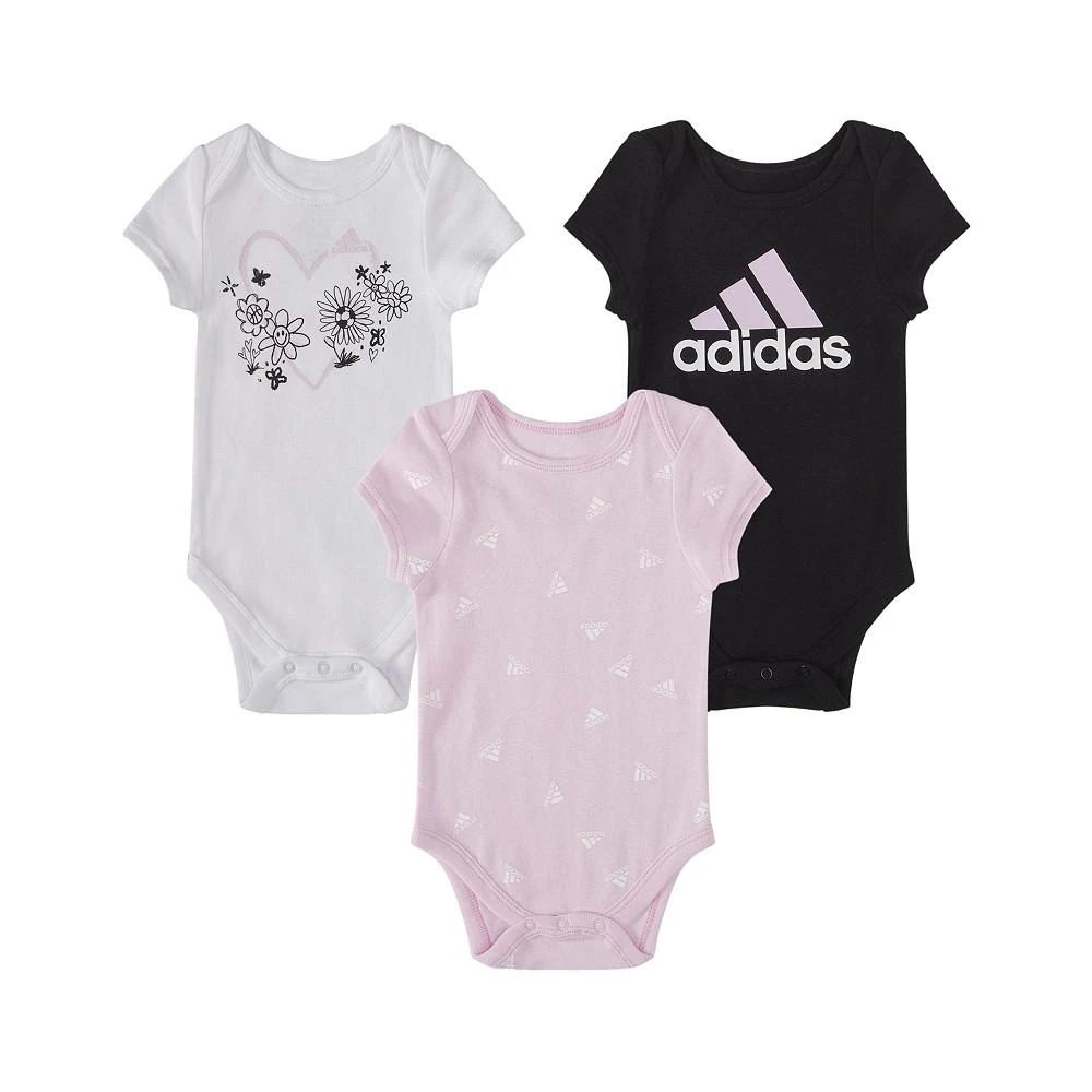 商品Adidas|Baby Girls Printed Cotton Bodysuits, Pack of 3,价格¥135,第1张图片