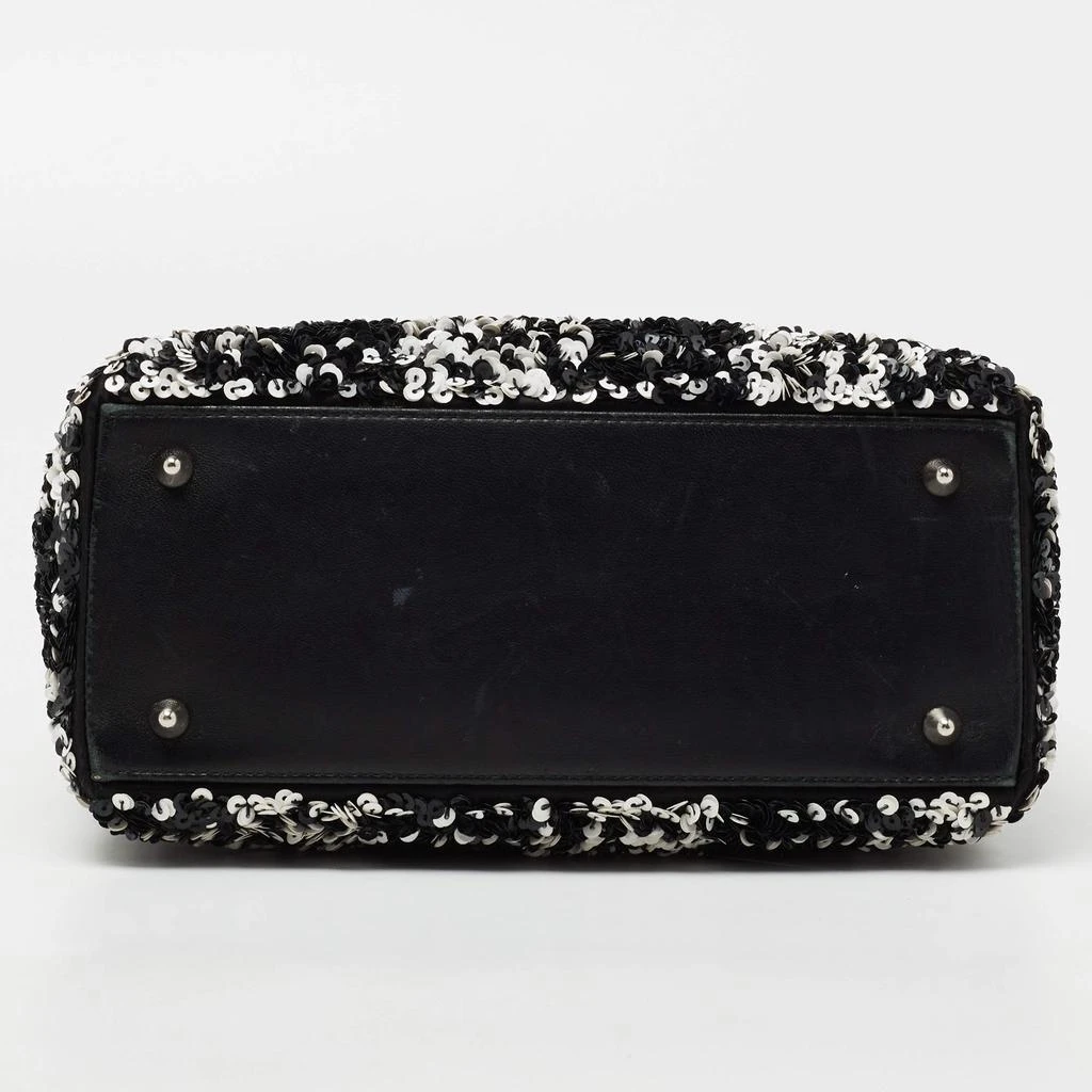 Dior Black/White Sequins and Leather Medium Lady Dior Tote 商品