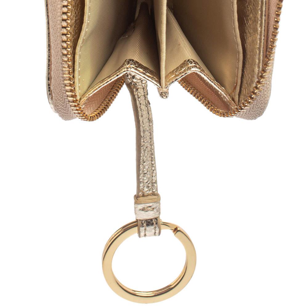 Tory Burch Gold Leather Zip Around Coin Purse商品第8张图片规格展示