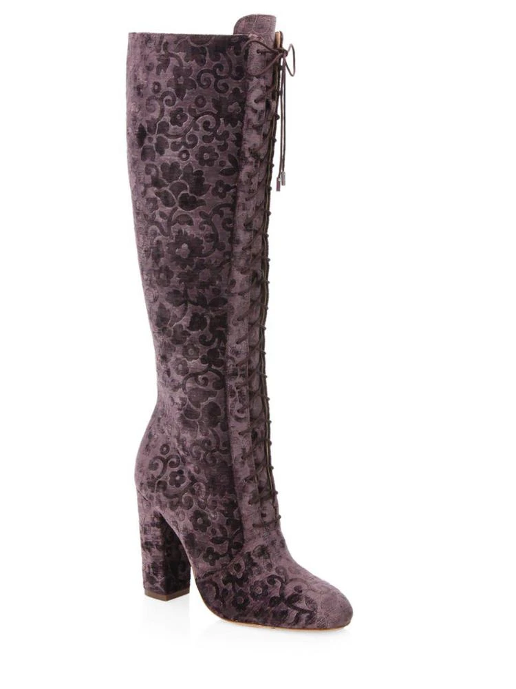 商品Alice + Olivia|Vesey Embossed Velvet Boots,价格¥1875,第1张图片